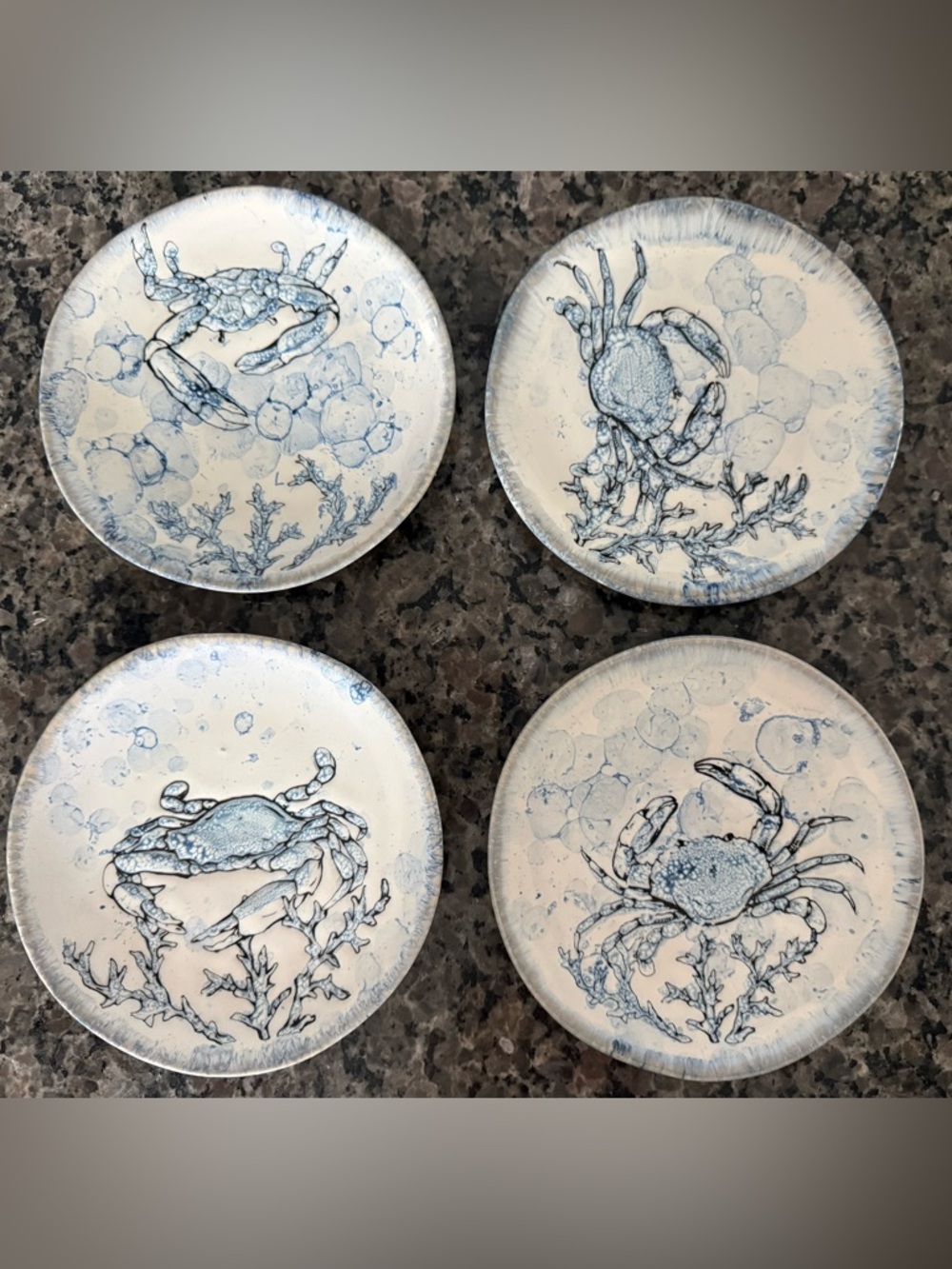Coastal Blue Crab Appetizer Plates – Set of 4